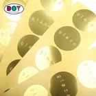 Bulk Self Adhesive Custom 3D Embossed Logo Name Round Shape Shiny Gold Foil Stickers for Packaging