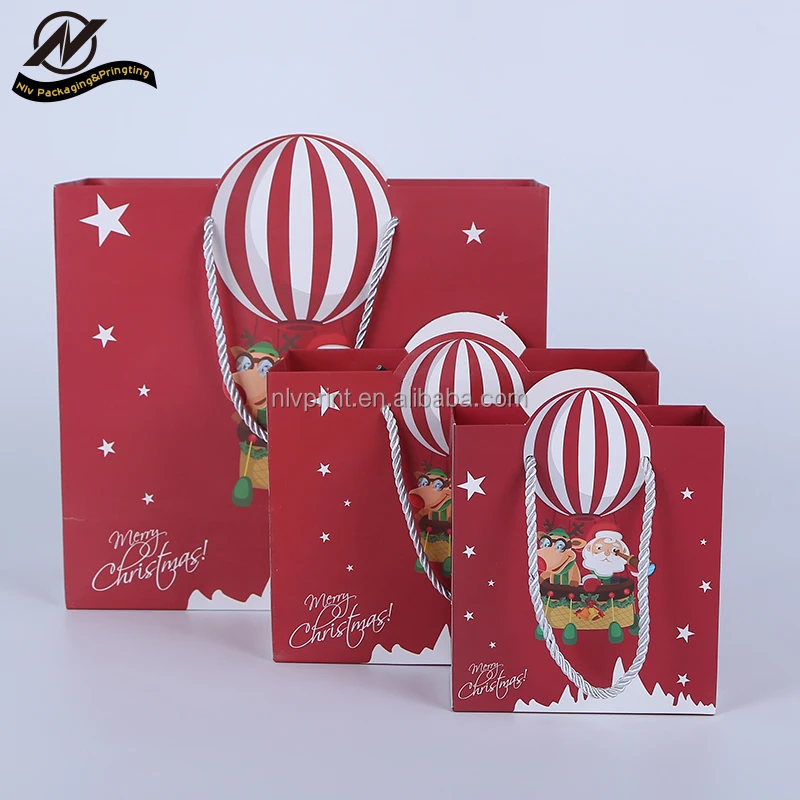 custom christmas red wine paper bag wholesale