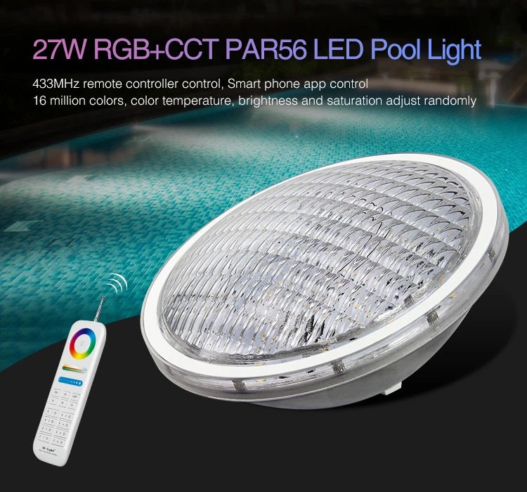 LoRa PAR56 underwater lamp RGB+CCT wireless remote control underwater swimming Pool light stainless steel IP68 DMX control - ANKUX.COM