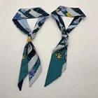 Custom printed scarf wholesale skinny scarf hot style fan rectangle blue new style flower scarf