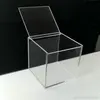 Factory Wholesale Clear Cube Small Acrylic Boxes Storage Bins with top, Flip up Acrylic Trinket Box