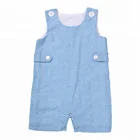 Wholesale summer toddler clothing seersucker boys rompers baby shortall newborn baby clothes