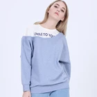 Ladies Asymmetrical collar hoodie Colored spun yarn Fake two pieces Dropped shoulder Letter printed sweatshirt