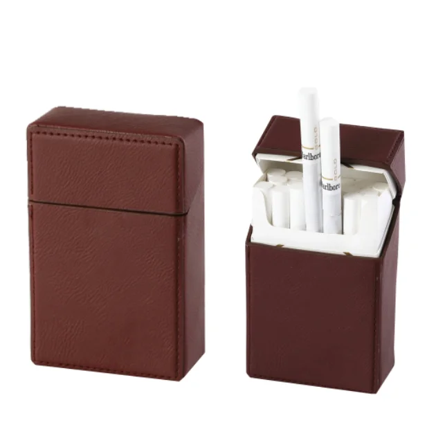 artificial leather faux leather cigarette box made in china