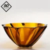 ALP OCEAN 30.5cm/12inch amber colored large glass bowl, decorative glass bowl, glass centerpiece