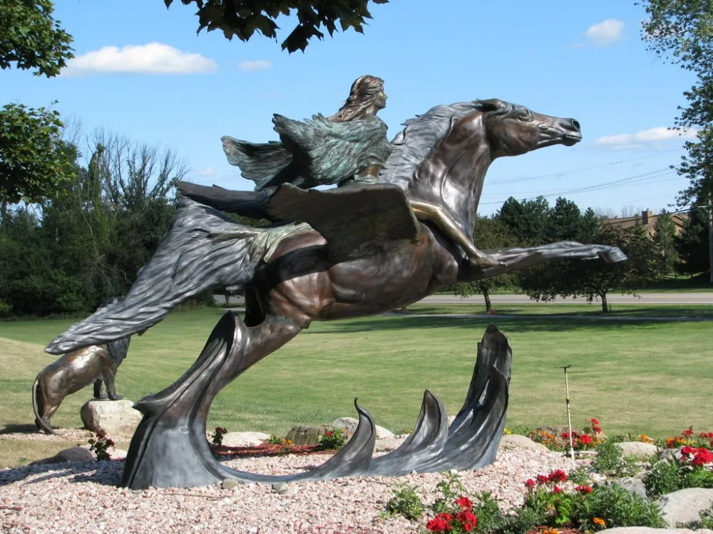 Pegasus Metal Sculpture Life Size Angel Riding Flying Horse Bronze Garden Statue Buy Bronze