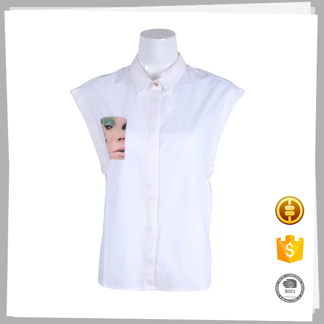 New designer cheap 100% cotton white digital print shirt