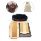 Bread Oil Balm Beard Shaping Mustache Growing Moisturizing Comb Brush Scissors Grooming Trimming Kit Beard Care Set for Men