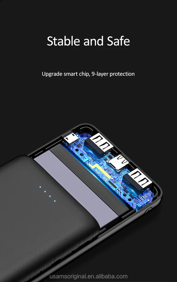 USAMS CD80 Customize Dual USB Outputs Inputs Portable Fast Charge Powerbank 20000 mAh - ANKUX.COM