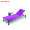 Commercial Contract TOPHINE Outdoor Furniture Luxury Beach Rattan Sun Bed Lounger With Wheels