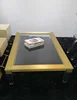 Modern square acrylic brushed brasscoffee table custom clear hot sale with acrylic legs