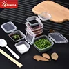 Transparent PP Plastic Square Portion Sampling Sauce Cup with Hinged Lid