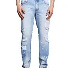 Royal wolf painted splatter latest design jeans pent distressed jeans men
