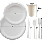 EcoNewLeaf 100% Disposable Biodegradable Compostable Forks Knives Spoons Cups Plates and Cutlery Set Tableware