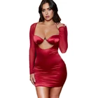 Hot sale women sexy dress mesh long sleeves bodycon women mini dress
