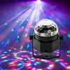Mini RGB Led Magic Rotating Ball Light for car Sound Control with USB Cable Car Sucker Led Ball Lights