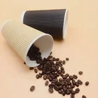 Vertical wave ripple 10oz white kraft paper coffee carton cup