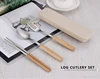 Stainless steel spoon and fork / chopsticks suit / wooden handle three sets