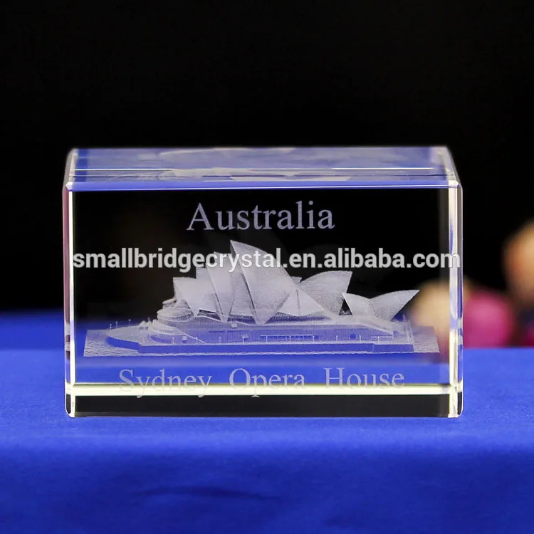 product new customized crystal crafts sydney opera house australia 3d laser engraved 3d crystal glass block-28