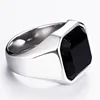 Ring Jewelry Type Classic Hot Selling Exaggerated Black Big Agate Stone Mens Stainless Steel ring