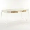 Wood Top Console Table KD Acrylic Legs Desk Office End Table