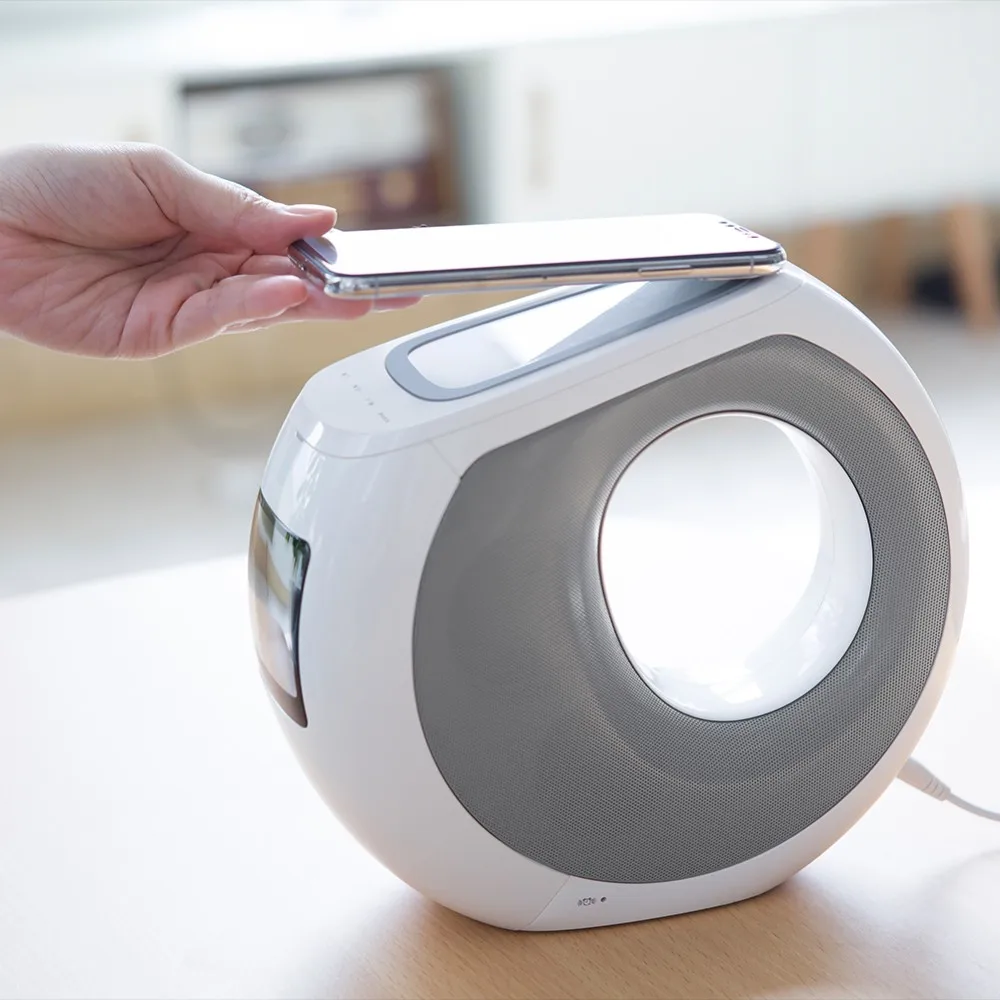 Nillkin stereo music bluetooth speaker with wireless charging alarm clock wireless speaker with LCD time display - ANKUX.COM