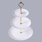 New design three layer ceramic cake fruit plate dessert serving tray dinner plate tableware dish sets restaurant