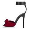 Wholesale Sexy Black Ankle Wrap Knot Evening Dress Heels High Heel Peep Toe Summer Shoes Women Red Velvet Knotted Sandals