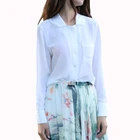 100% silk gorgeous solid dyed crepe de chine stone washed washable long sleeve pajama shirt for women
