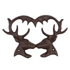Metal antique deer head with heart shape wall animal hooks