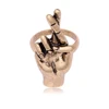 SENFAI antique brass plated "Peace" sign gesture charm new design finger ring