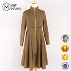 Ladies Zipper Trench Style Fashion Long Sleeve Maxi Trench Dress