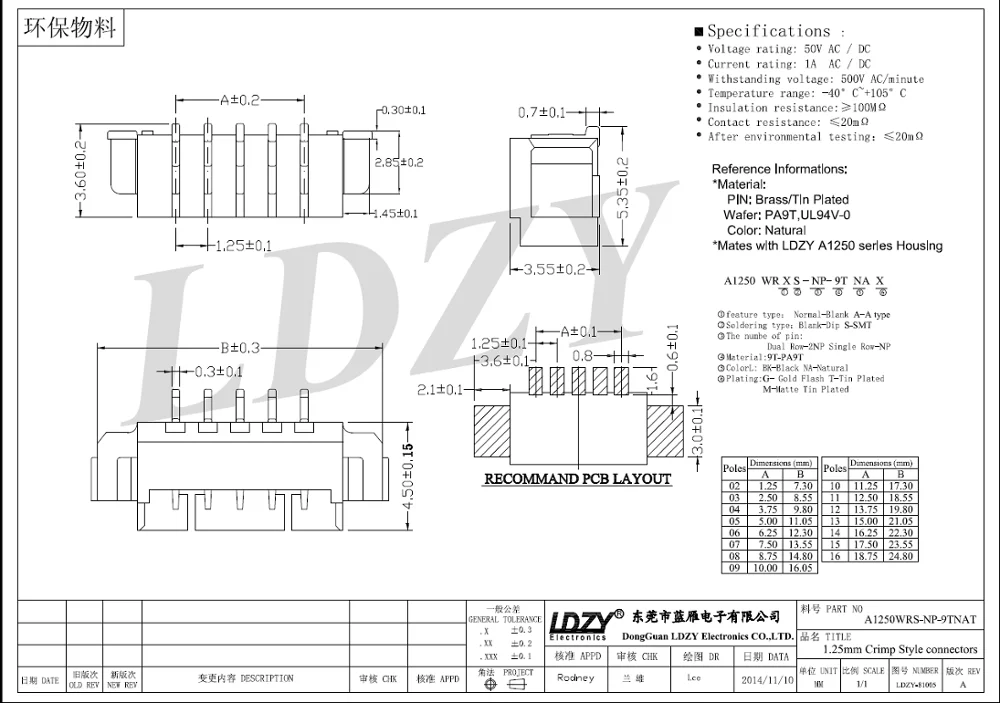 Molex 51021/51047 1.25mm pitch smt wafer wire connector 2pin