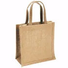 Customized logo print small laminated jute shopping bag wholesale