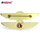 Gold plated shirt collar custom metal airline pilot hat wings pin badge