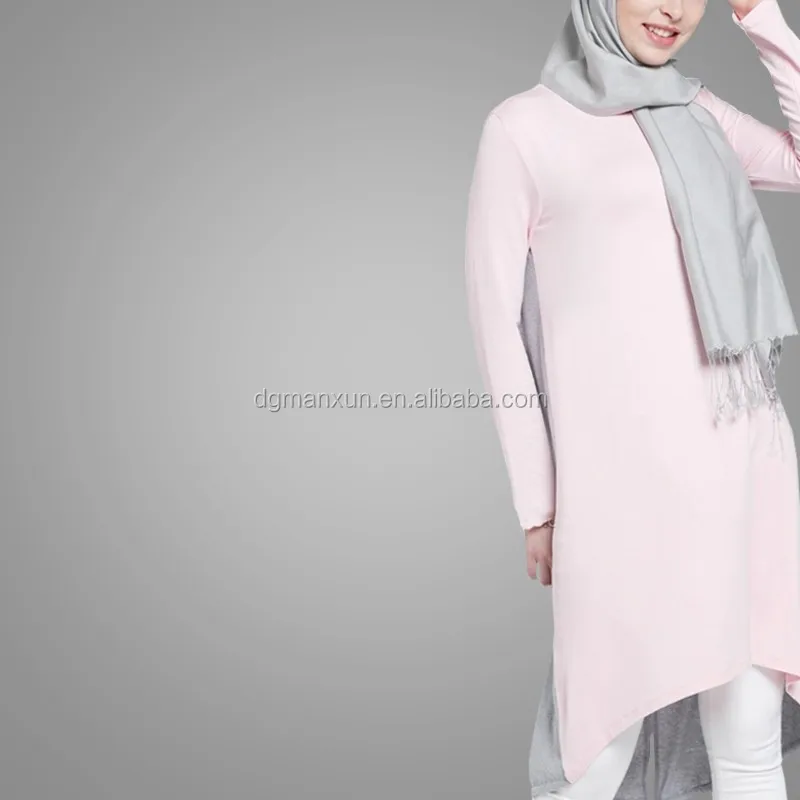 Hot Sell Fashion Pink Turkish Top Abaya Muslim Girls Summer Long Sleeve Sweep Tunic Islamic Women Clothing (4).jpg