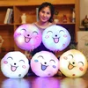 2019 Cartoon lovely colorful round smiling face glowing pillow plush toy gift luminous pillow cushion