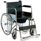 Foldable Steel frame chrome fixed PVC armrest PVC seat standard steel commode wheelchair