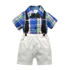 Mudkingdom baby boy summer gentleman suit overalls cotton clothing set