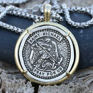 catholic saint michael necklace retro medal archangel patron