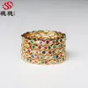 18K Gold Jewelry zirconia mix color Sparkling Micro Pave small Deco Vintage rainbow Rings