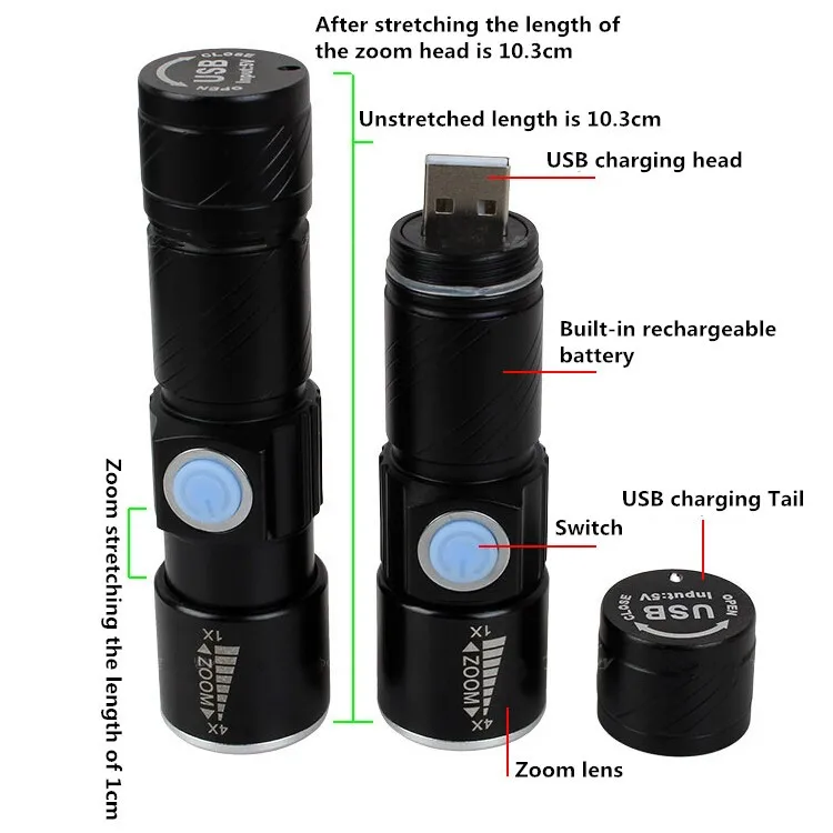 NEW High power mini rechargeable USB flashlight micro led torch mini flat led flashlight.jpg