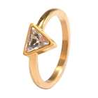 fancy gold plated finger ring designs for girl with CZ stone