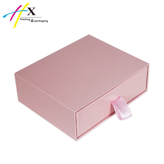 oem custom drawer box packing pink paper gift box
