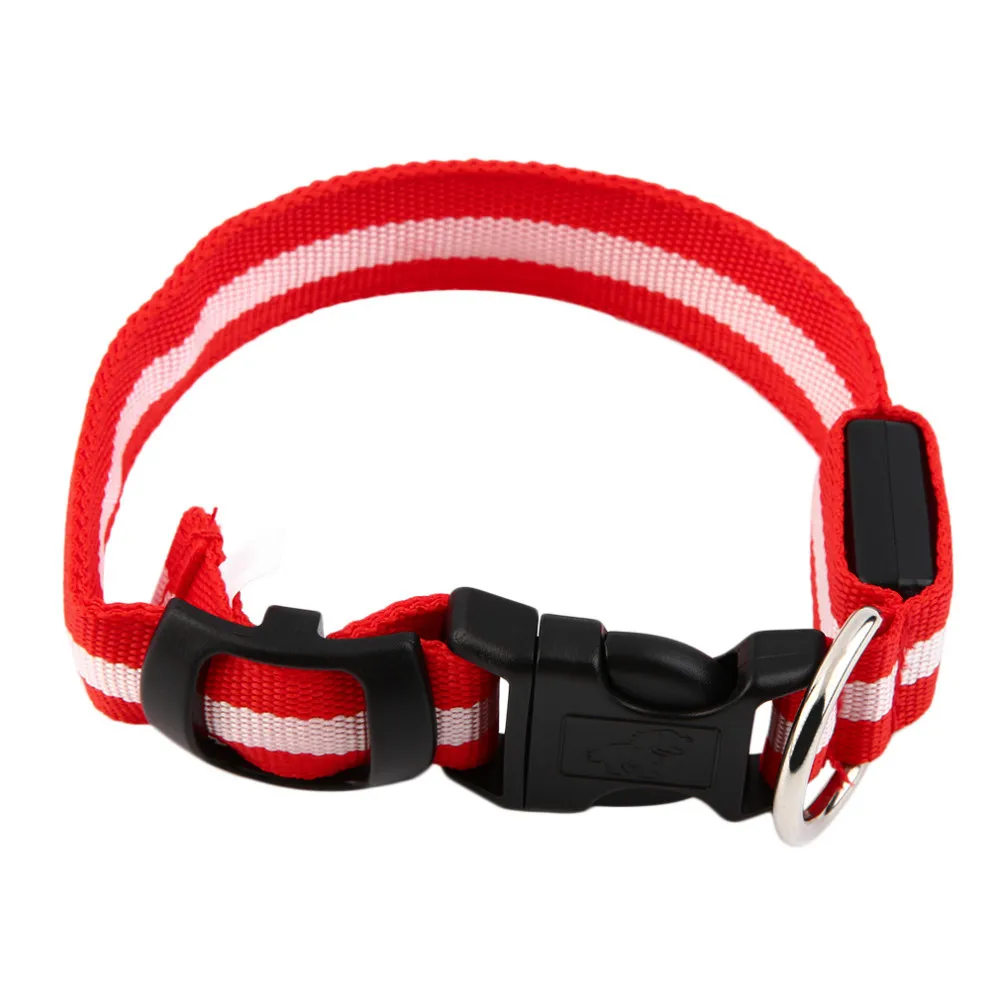 LED Nylon Pet Dog Collar Night Safety LED Light-up Flashing Glow in the Dark Lighted Dog Collars Free shipping