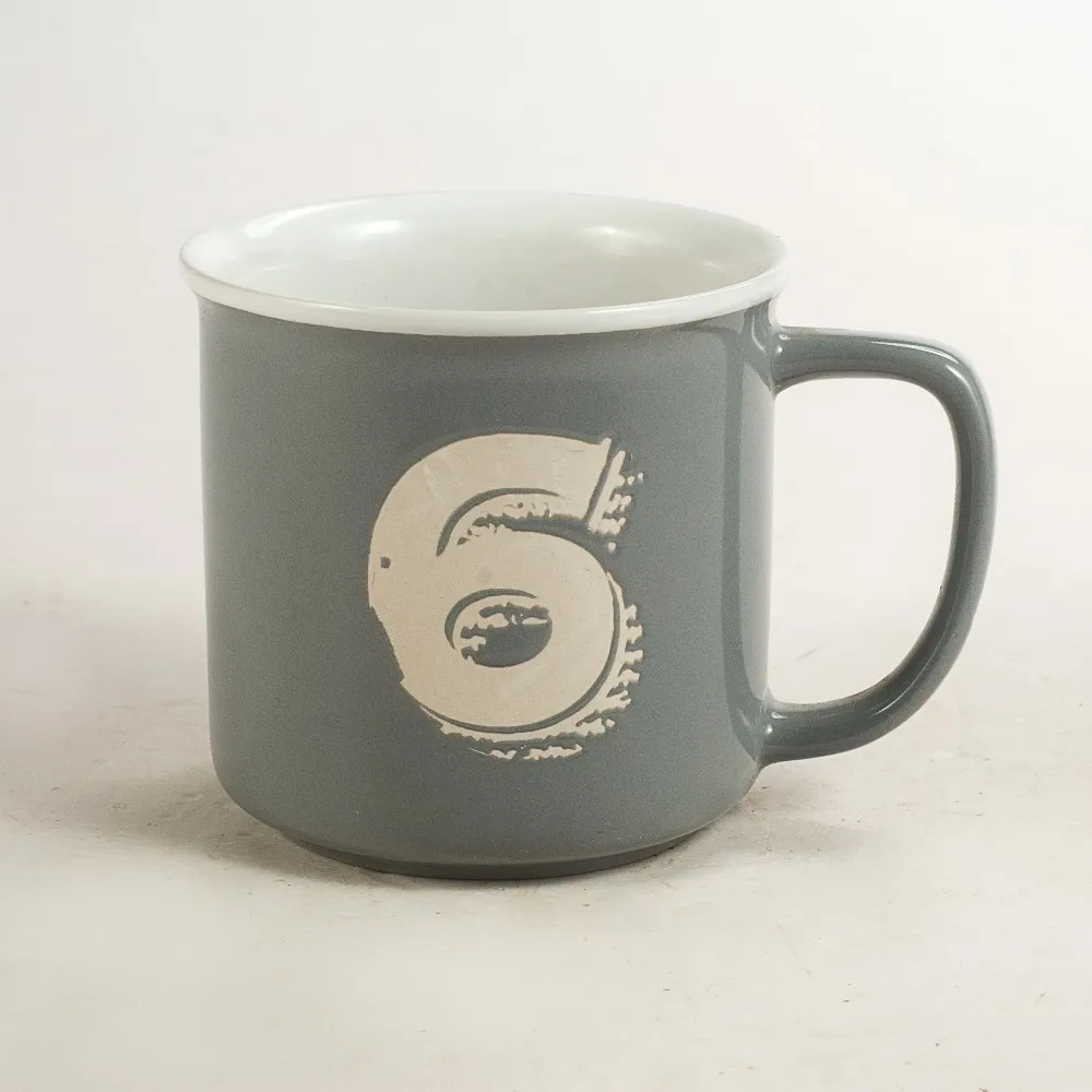 two tone arabic number ceramic coffee enamel mug reactive glazed