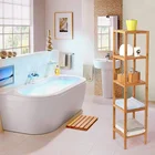 Multifunctional Bamboo Bathroom Shelf 4-Tier Tower Free Standing Rack Storage Organizer