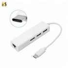 USB 3.1 Type C to Ethernet Network Adapter with 3 Port USB 2.0 Hub