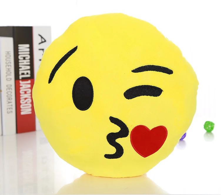35cm emoji smiley emoticon yellow round cushion stuffed plush
