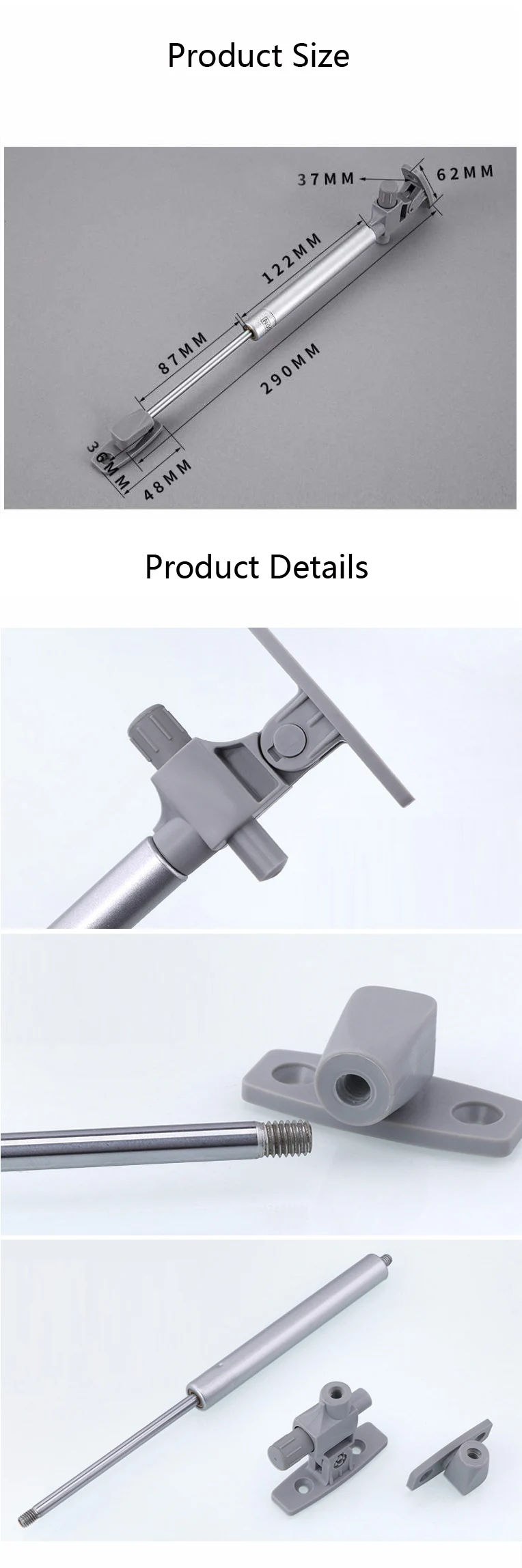 Easy lift gas spring with 100N  for cabinet gas spring with LED light VT-05.007